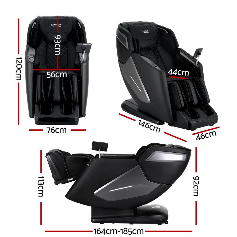 Livemor 4D Massage Chair Electric Recliner Home Massager Black - 0