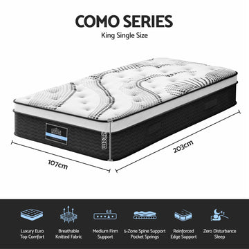 Giselle Bedding 32cm Mattress Euro Top King Single - 0