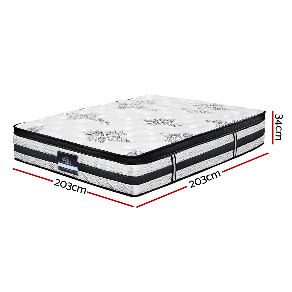Giselle Bedding 34cm Mattress Euro Top Pocket Spring Super King - 0