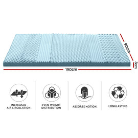 Giselle Bedding Memory Foam Mattress Topper 7-Zone 8cm Single - 0