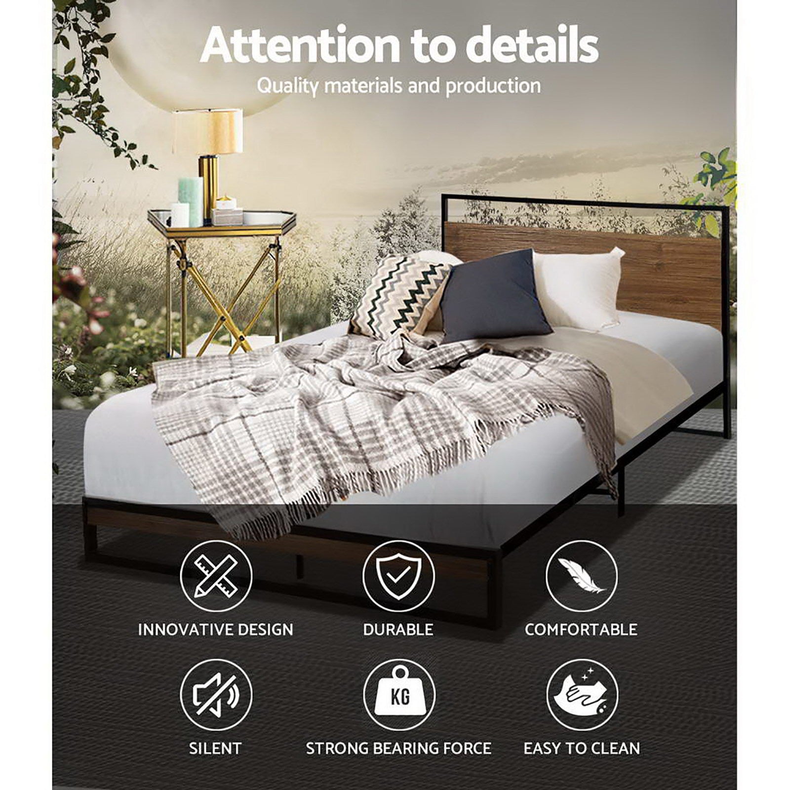Artiss Bed Frame Metal Bed Frame DANE - King Single