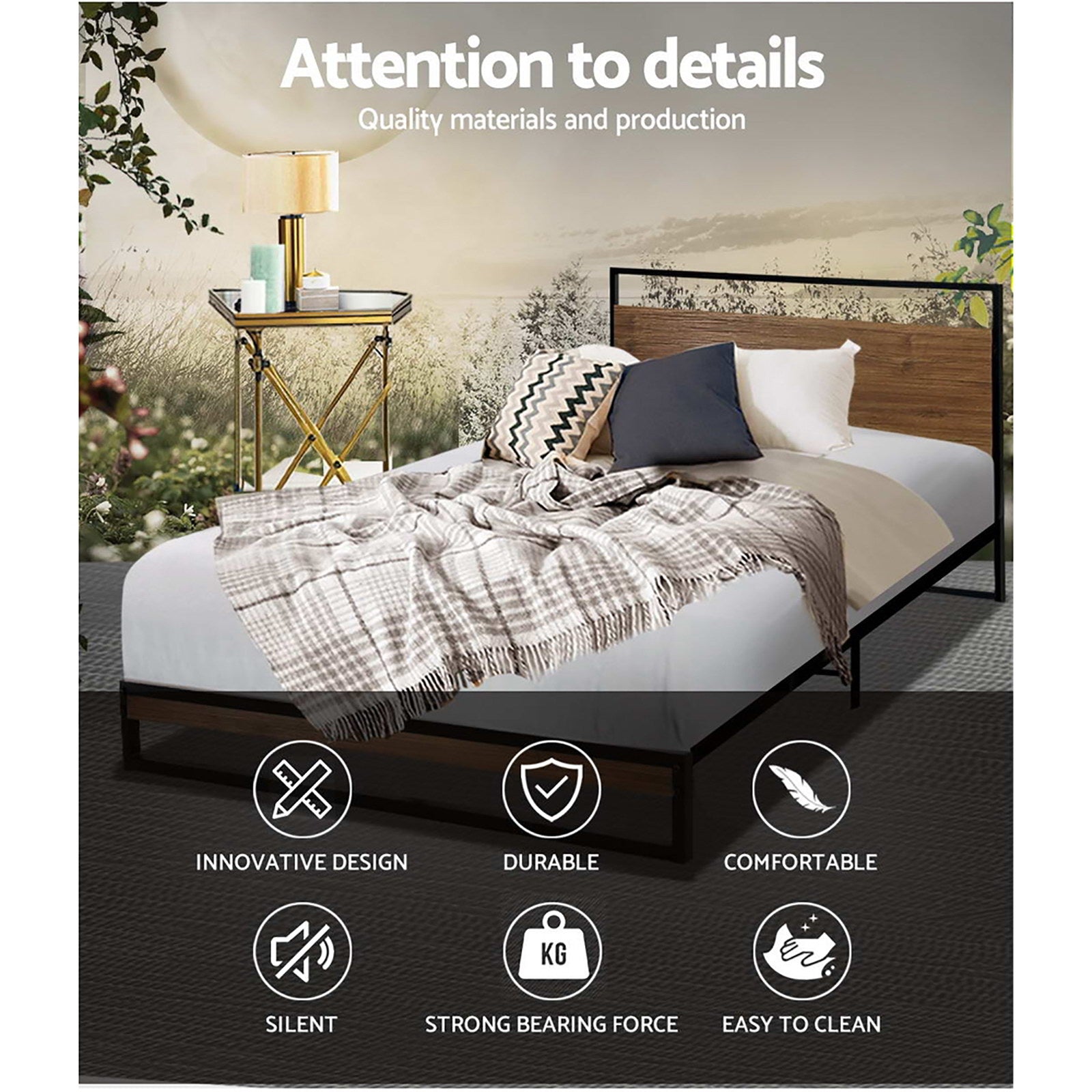 Artiss Bed Frame Single Size Metal Bed Frame DANE