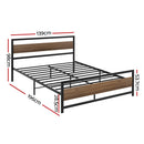 Artiss Bed Frame Double Size Metal Base Mattress Platform Foundation Black DREW-2