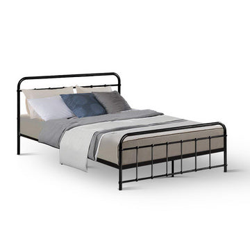 Artiss Bed Frame Metal Bed Frame LEO - Double (Black)