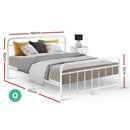 Artiss Bed Frame Metal Bed Frame LEO - Queen (White)-2