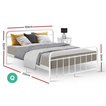 Artiss Bed Frame Metal Bed Frame LEO - Queen (White) - 0