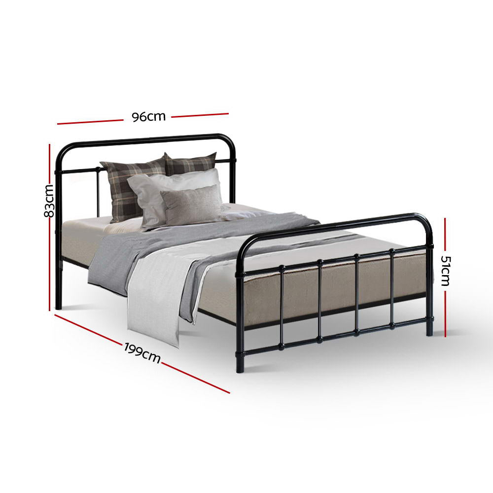 Artiss Bed Frame Metal Bed Frame LEO - Single (Black) - 0