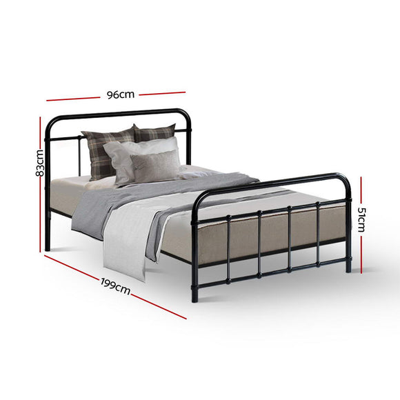 Artiss Bed Frame Metal Bed Frame LEO - Single (Black)