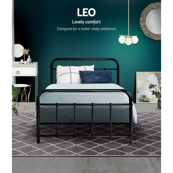 Artiss Bed Frame Metal Bed Frame LEO - Single (Black)