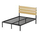 Artiss Bed Frame Double Size Metal Base Mattress Platform Foundation Black PAULA-1
