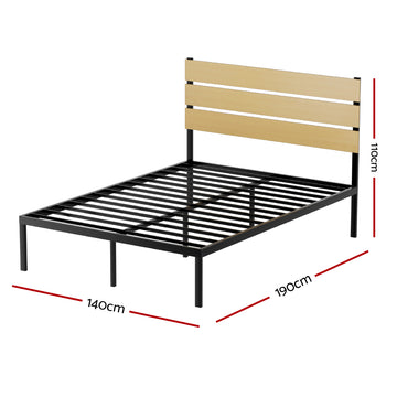 Artiss Bed Frame Double Size Metal Base Mattress Platform Foundation Black PAULA - 0