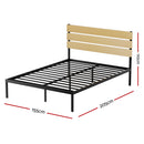 Artiss Bed Frame Queen Size Metal Base Mattress Platform Foundation Black PAULA-2