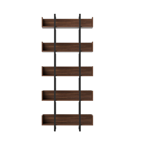 Artiss Bookshelf 5-Tier Bookcase Display Shelves Metal Storage Stand Rack Walnut
