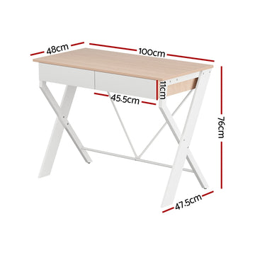 Artiss Computer Desk Drawer Oak 100CM - 0