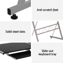 Artiss Computer Desk L-Shape Keyboard Tray Shelf Black-6