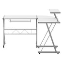 Artiss Computer Desk L-Shape Keyboard Tray Shelf White-3