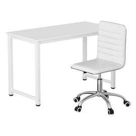Artiss Computer Desk 120cm Executive Office Chairs Set PU Leather Low Back White