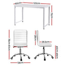 Artiss Computer Desk 120cm Executive Office Chairs Set PU Leather Low Back White-2