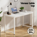 Artiss Computer Desk 120cm Executive Office Chairs Set PU Leather Low Back White-4