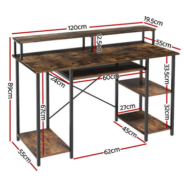 Artiss Computer Desk Laptop Desks Home Office Study Table Open Shelf Brown 120CM - 0