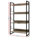 Artiss Bookshelf 4 Tiers - NOE Black and Oak-4