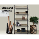 Artiss Bookshelf 5 Tiers - NOE Black and Oak-6