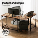 Artiss Computer Desk L-Shape CPU Stand Brown 147CM-4