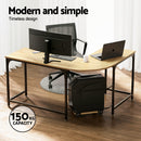 Artiss Computer Desk L-Shape CPU Stand Oak 147CM-4