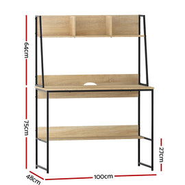 Artiss Computer Desk Bookshelf Storage 100CM Oak - 0