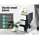 Artiss Bedside Table 3 Drawers Mirrored - QUENN Silver-7