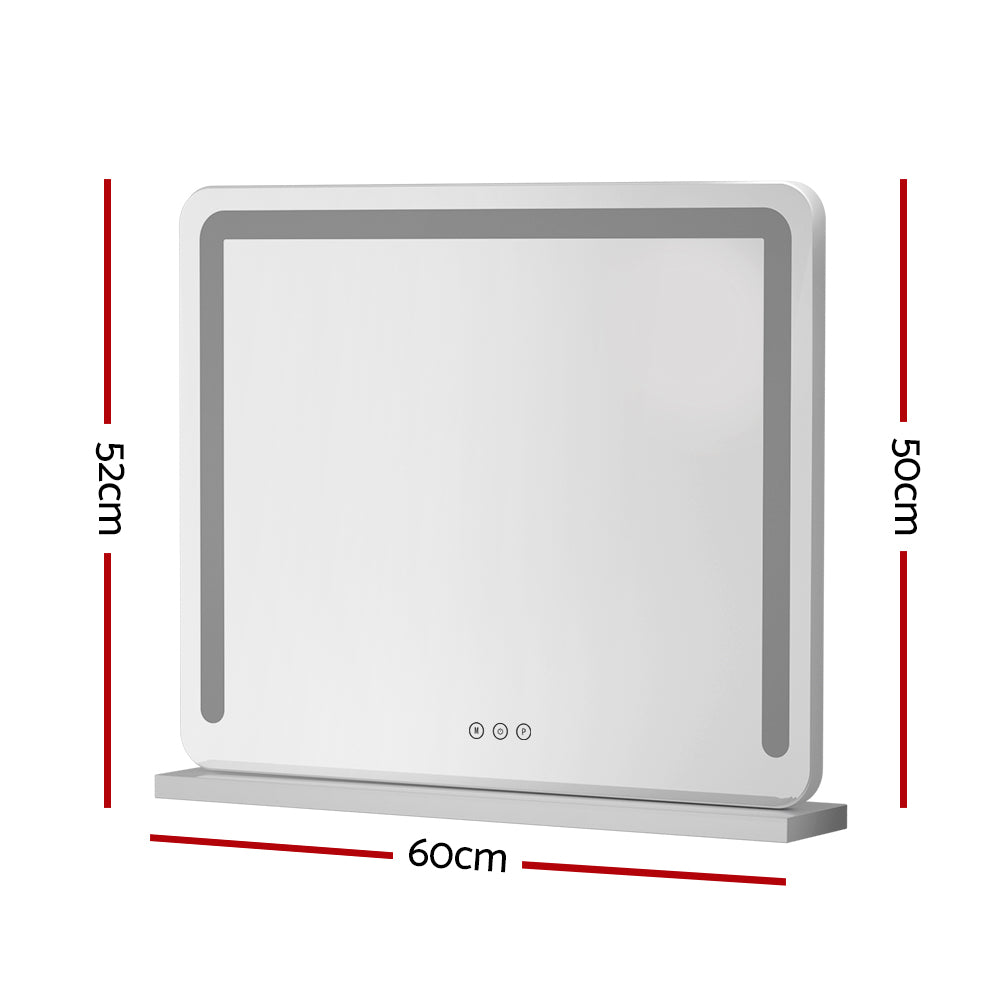 Embellir Makeup Mirror 60x50cm Hollywood Vanity with LED Light Tabletop White - 0