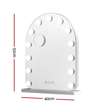 Embellir Makeup Mirror 40x50cm Dressing Vanity LED Bulb Light with 5x Magnification White Arch - 0