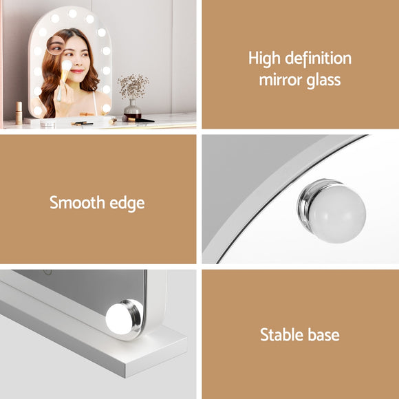Embellir Makeup Mirror 40x50cm Dressing Vanity LED Bulb Light with 5x Magnification White Arch