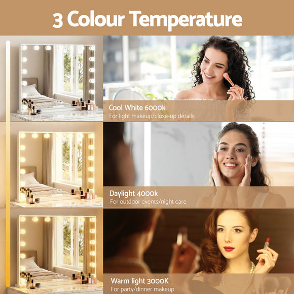 Embellir Makeup Mirror 80x58cm Hollywood Vanity with LED Light Tabletop Wall