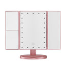 Embellir Tri-fold Makeup Mirror 1X2X3X Magnifying with LED Light Travel Portable Pink-7