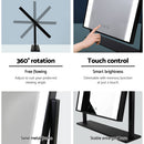 Embellir Makeup Mirror 25x30cm Hollywood Vanity with LED Light Rotation Black-6