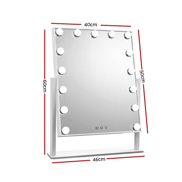 Embellir Makeup Mirror 40x50cm Hollywood Vanity with LED Light Rotation Tabletop - 0