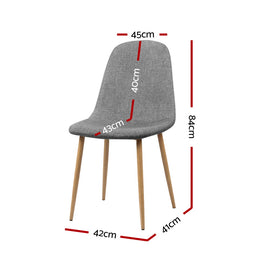 Artiss Dining Chairs Set of 4 Linen Curved Slope Grey - 0