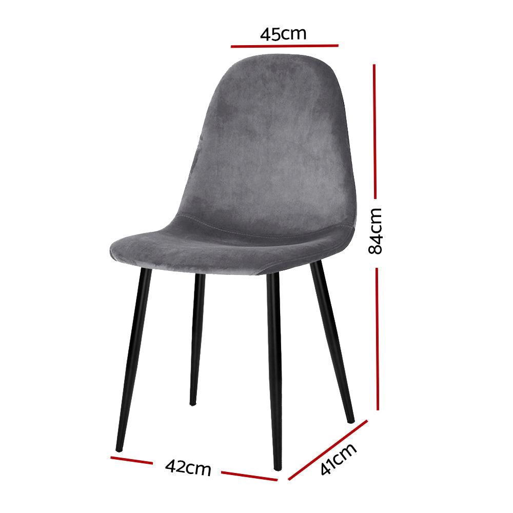 Artiss Dining Chairs Set of 4 Velvet Curved Slope Grey - 0