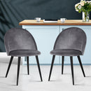 Artiss Dining Chairs Set of 2 Velvet Solid Curved Dark Grey-8