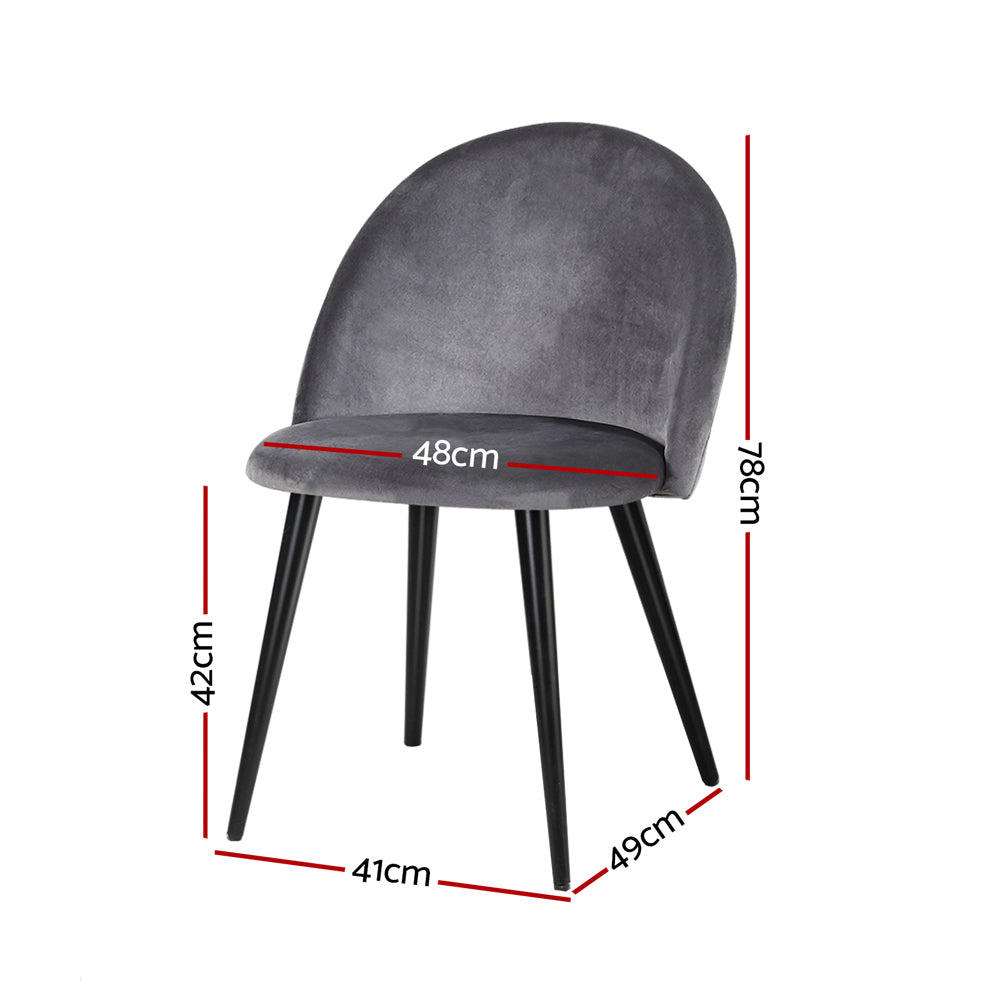 Artiss Dining Chairs Set of 2 Velvet Solid Curved Dark Grey - 0