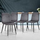 Artiss Dining Chairs Set of 4 Velvet Horizontal Slope Grey-8