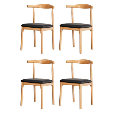 Artiss 4x Dining Chairs Rubber Wood Leather Seat Black