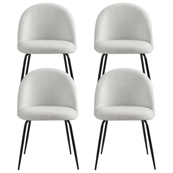 Artiss Dining Chairs Set of 4 Sherpa Boucle White