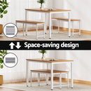 Artiss Dining Table and Chairs Set 3PCS Metal Desk Bench Sets Kitchen Furniture-4