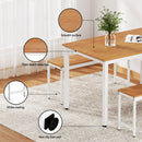 Artiss Dining Table and Chairs Set 3PCS Metal Desk Bench Sets Kitchen Furniture-6