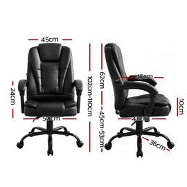Artiss Massage Office Chair Executive Computer Gaming Chairs Black PU Leather - 0