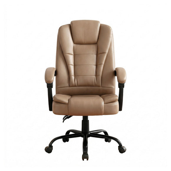 Artiss Massage Office Chair Executive Computer Gaming Chairs Brown PU Leather Espresso