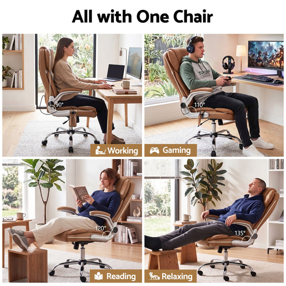 Artiss 8 Point Massage Office Chair PU Leather Espresso