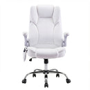 Artiss 8 Point Massage Office Chair PU Leather White-3